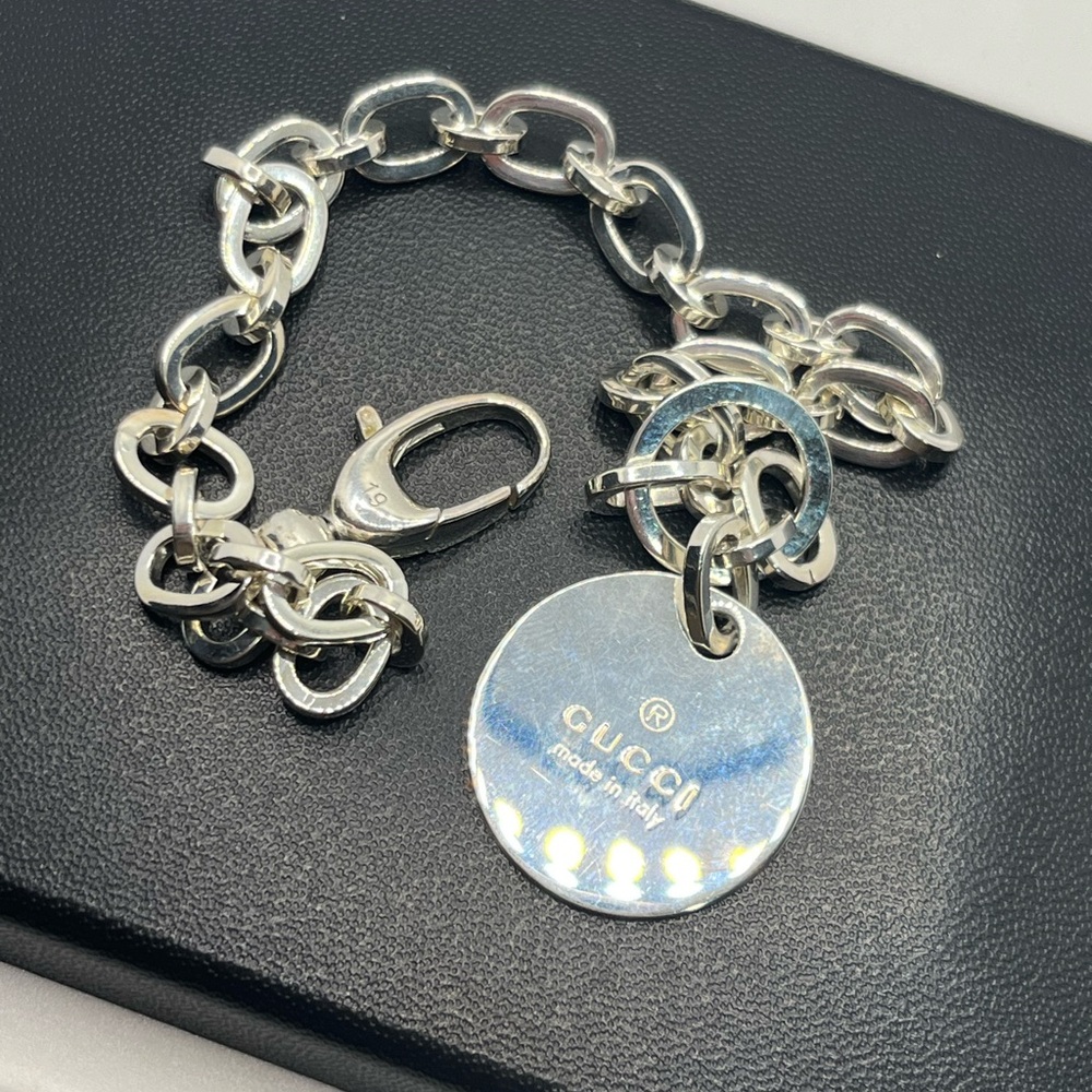 Gucci Bracelet Sterling Silver round dangle w box & pouch - Picture 2 of 16